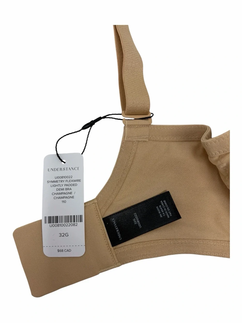 Understance 32G Symmetry Flexwire Bra Lightly Padded Demi Champagne Beige NWT
